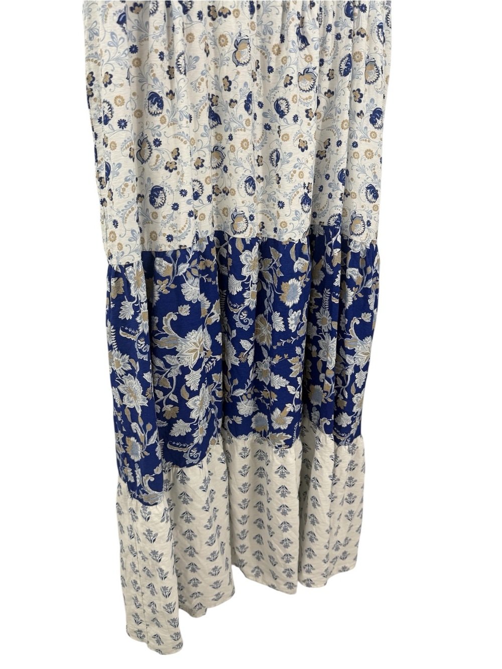 Perch Blu Pepper wildflower 1X Blue White Floral Tiered Midi Maxi Sundress Boho - Picture 14 of 14